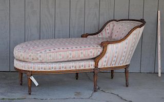 French Louis XVI Style Upholstered Chaise Lounge
