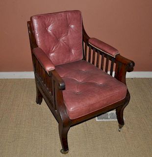 Regency Leather Upholstered Library Chair