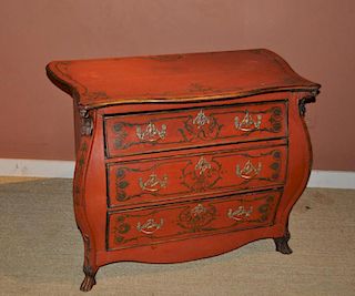 Dutch Painted Serpentine Bombe Form Chest