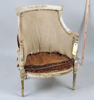 French Directoire Painted Gilt Bergere Chair