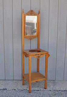 French Canadian Carved Pine Wash Stand/Mirror