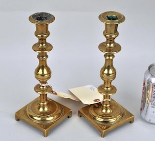 Pair Continental Brass Candlesticks