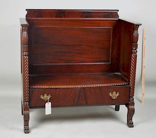 Anglo Indian Carved Mahogany Bench