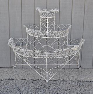 Victorian Painted Wire Three Tier Plant Stand