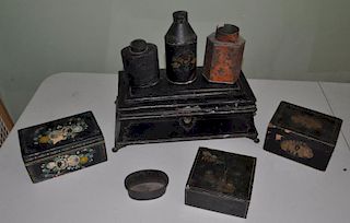 Estate Group Eight Toleware Items