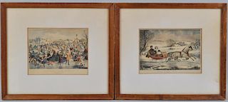 Pair Framed Currier & Ives Reproduction Prints