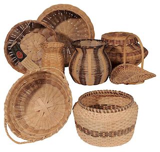 Eight Cherokee Baskets