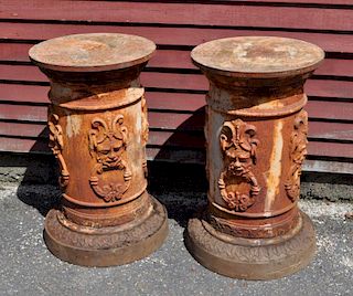 Pair Cast Iron Neoclassical Style Garden Pedestals