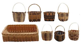 Seven Miniature Cherokee Baskets,