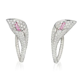 Asprey Diamond and Pink Sapphire Calla Lily Earrings