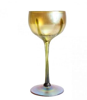L.C.T Gold Favrile Goblet With Drip Enamel Decoration