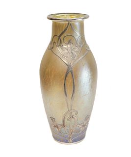 Loetz Silver Overlay & Glass Vase