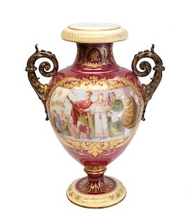 Royal Vienna Porcelain & Bronze Vase