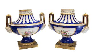 Pair French Porcelain Urns