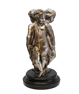 French Silvered Bronze Putti Sculpture