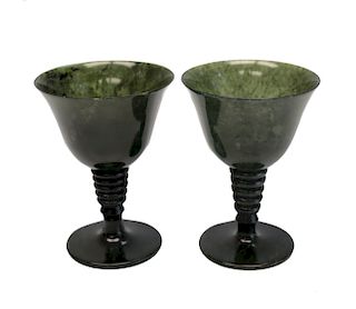 Chinese Pair Jade Wine Cups
