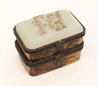 Chinese Carved Jade Trinket Box
