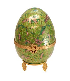 Faberge Style Gilt Metal Egg Box