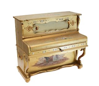 Swiss Gilt Vernis Martin Painted Miniature Piano