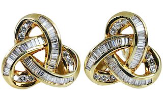 18Kt Yellow Gold & 3.50 Carats Diamond Earrings