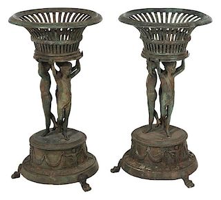 Pair Roman Style Patinated Bronze