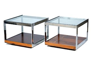 2 Rosewood Side Tables Style of Milo Baughman