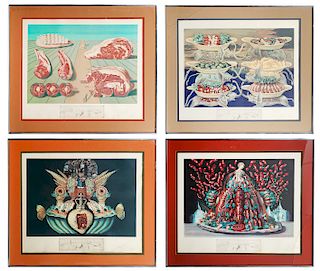 4 Dali Lithos from Series 'Les Diners de Gala'