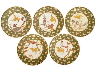 5 Antique Worcester Porcelain Plates for Tiffany