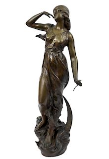 Julien Causse Art Nouveau Bronze Statue