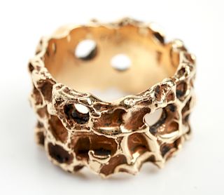 14K Yellow Gold Brutalist Ring