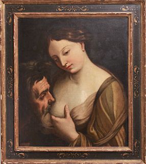 After Guido Reni "Roman Charity" Oil on Canvas