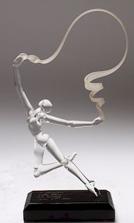 Hand-Blown Glass Dancer w Ribbon Sculpture Award