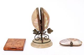 Victorian Shell Perfume Holder, Coin Purse & Box