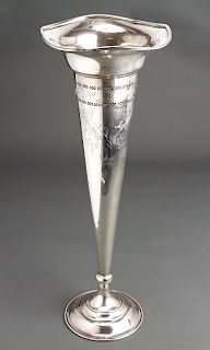 Large Gorham Sterling Silver Trumpet Vase C. 1900