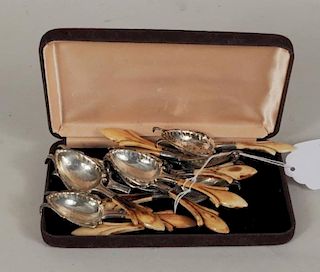 Set Ten Antique Sterling Brandy Warming Spoons