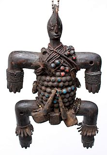 African Tribal Power / Fetish Beaded Wood Figure