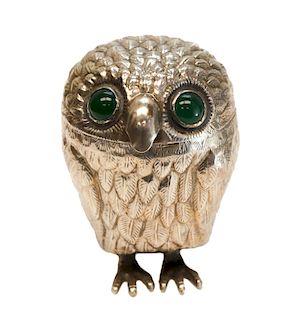 Spanish Silver Owl Form Jar