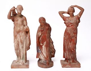 Ancient Greek Tanagra Manner Redware Figures, 3