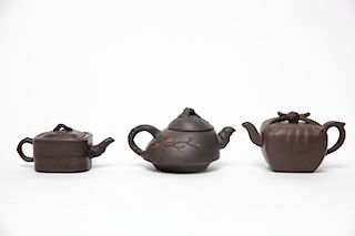 Chinese Yixing Clay Tea Pots, Group of 3