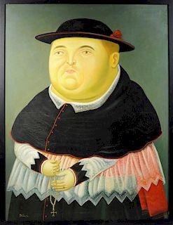 Manner of Fernando Botero, "Priest" O/C