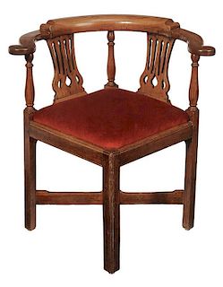 Chippendale Fruitwood Corner Chair