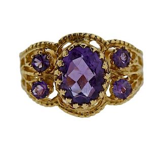 14k Gold Purple Stone Ring 