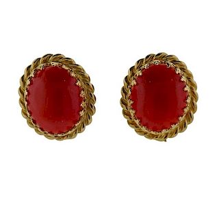 14k Gold Coral Earrings 