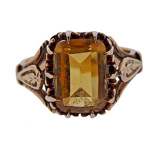 Antique 14k Gold Yellow Stone Ring 