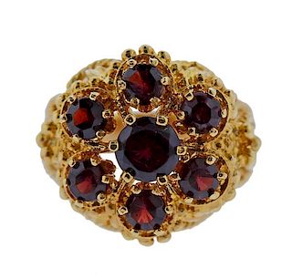 14K Gold Red Stone Dome Ring