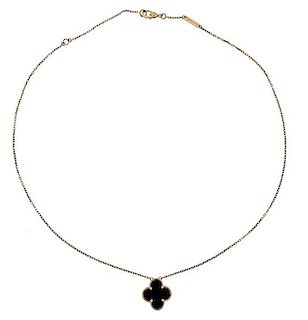 Van Cleef &amp; Arpels Alhambra 18K Gold Onyx Pendant Necklace