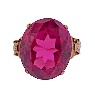 14K Gold Red Stone Ring