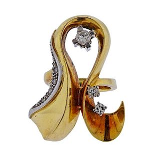1970s 18K Gold Diamond Ring