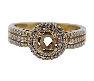 14K Gold Diamond Double Halo Ring Mounting