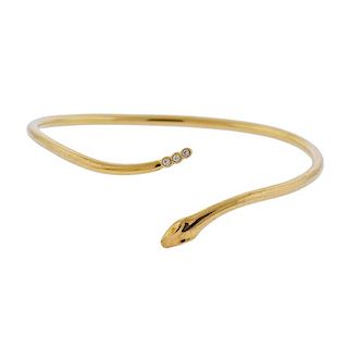 Tiffany &amp; Co Elsa Peretti 18K Gold Diamond Snake Bracelet
